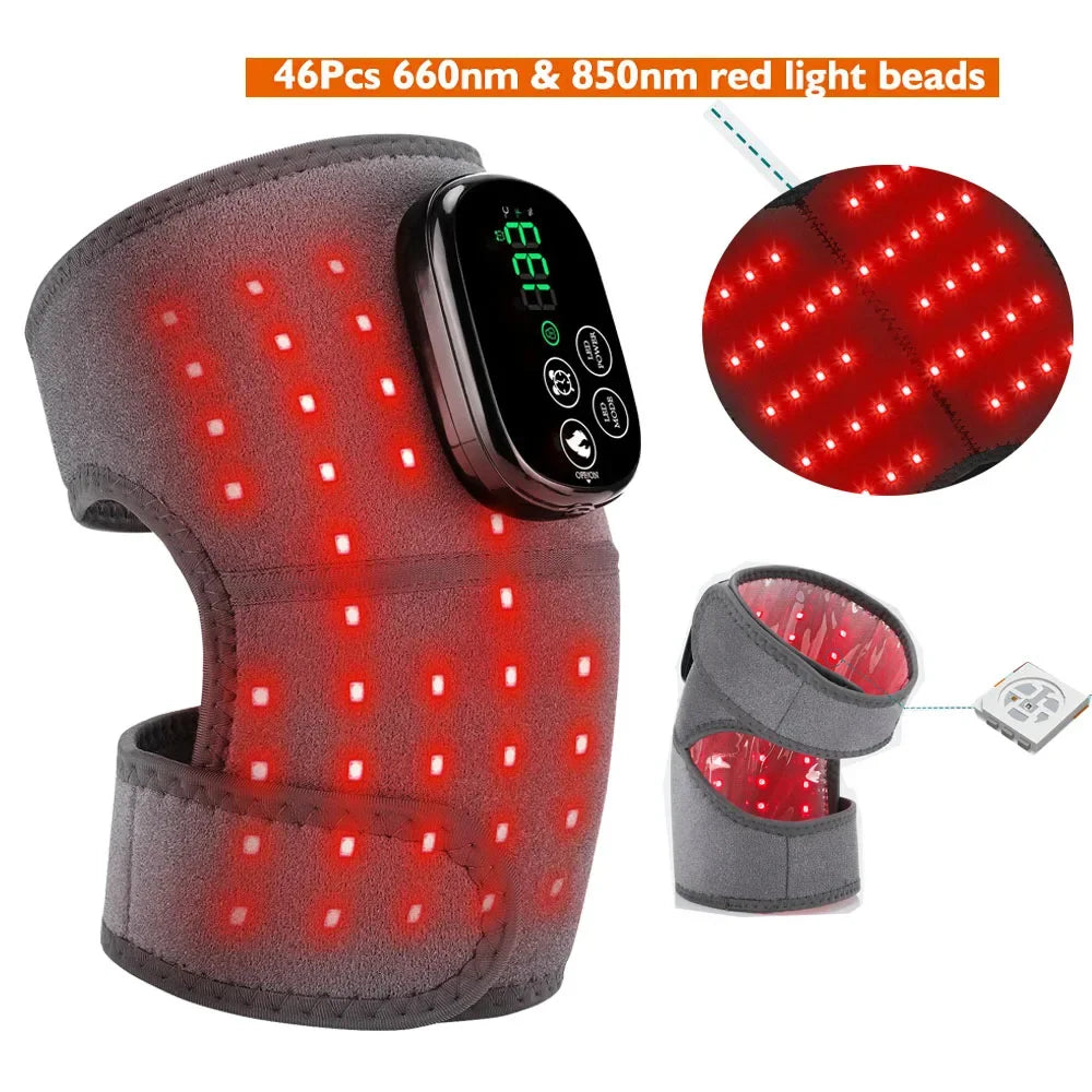 Orthèse de Massage  portable Chauffante 3-en-1 à Lumière Rouge pour Genou, Épaule et Coude